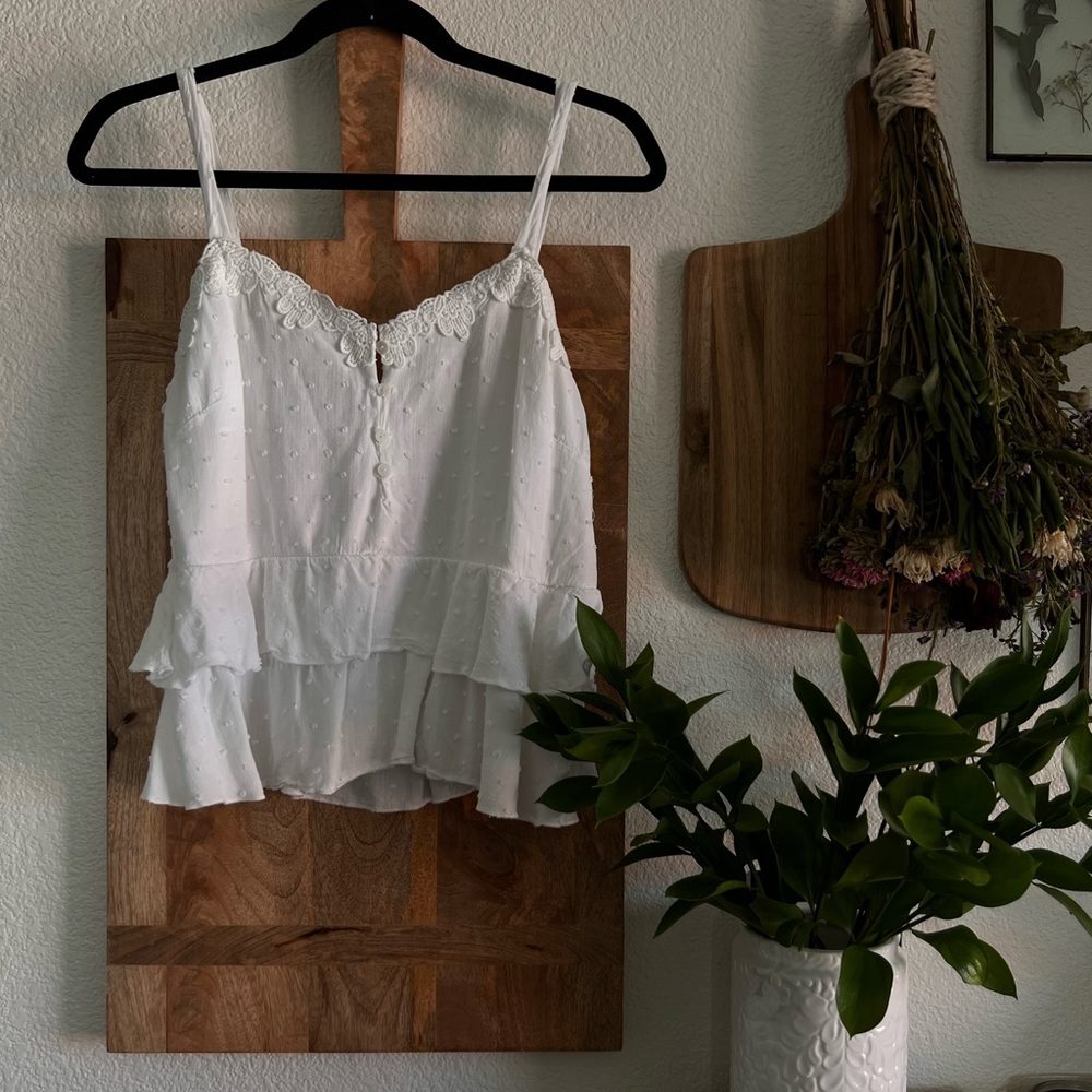 White Ruffle Tank